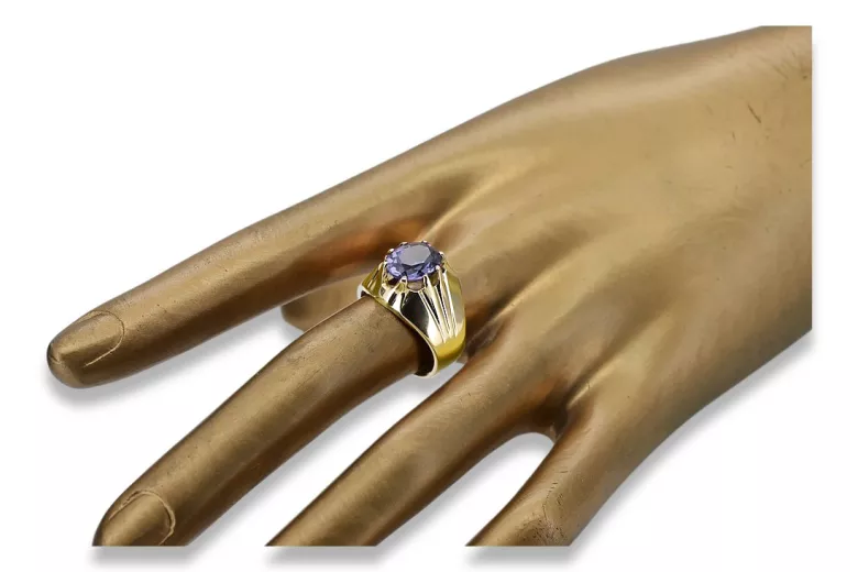 Anneau Artisanat vintage Alexandrite Or jaune 14 carats vrc016y